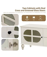 Modern 68.9" Tv Stand with Fluted Glass Doors for TVs up to 75