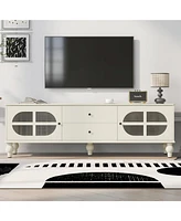 Modern 68.9" Tv Stand with Fluted Glass Doors for TVs up to 75