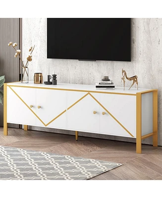 70.9" Tv Stand for TVs up to 75", Media Console with 2 Cabinets