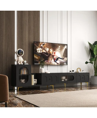 Wood Extendable Tv Stand Rectangle Entertainment Center,Media Tv Console for Living Room Bedroom
