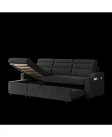 83" Convertible Sofa Bed with Storage, Recliner