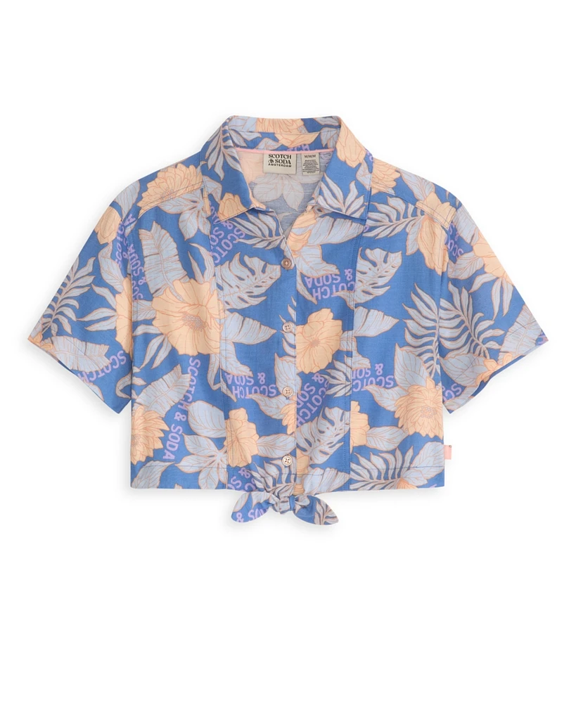 Scotch & Soda Big Girls Short Sleeve Front Button Up Shirt
