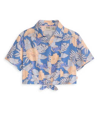 Scotch & Soda Big Girls Short Sleeve Front Button Up Shirt