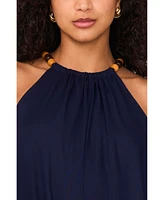 Msk Women's Halter Beaded-Trim Asymmetrical-Hem Jumpsuit