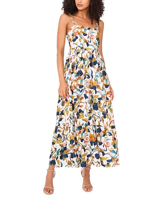 Msk Women's Printed Sleeveless Tiered Maxi Dress