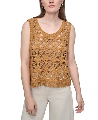 Dkny Jeans Petite Scoop-Neck Sleeveless Crochet Top
