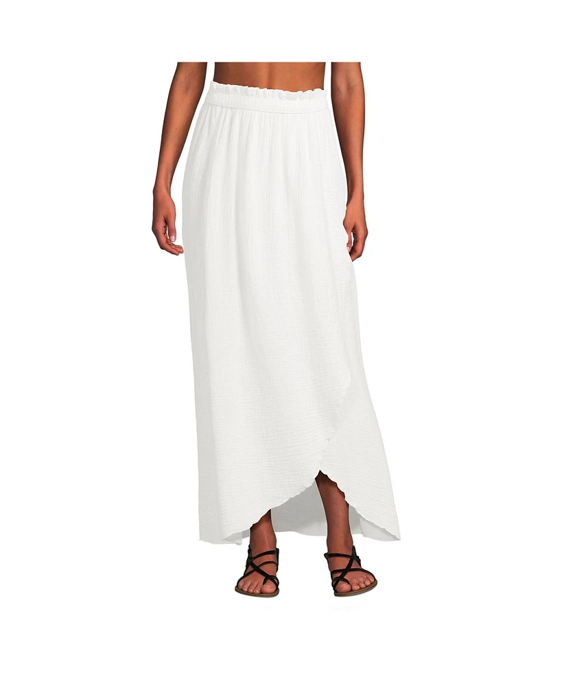 Lands' End Women's Cotton Gauze Maxi Swim Cover-up Skirt