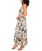Msk Women's Printed Sleeveless Tiered Maxi Dress