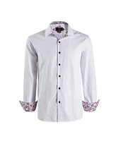 Elie Balleh Big Boys White Slim Fit Jacquard Dot Shirt