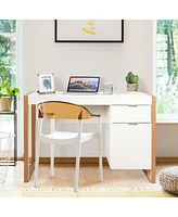 Modern Computer Desk Writing Workstation with Cabinet and Drawer