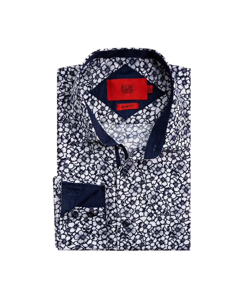 Elie Balleh Big Boys White Slim Fit Floral Dress Shirt