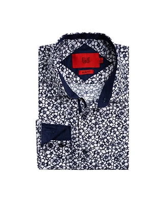 Elie Balleh Big Boys White Slim Fit Floral Dress Shirt
