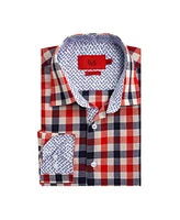 Elie Balleh Big Boys Red Slim Fit Plaid Dress Shirt