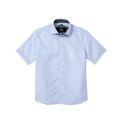 Elie Balleh Big Boys Blue Micro Houndstooth Button-Down Slim Fit Shirt