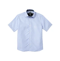 Elie Balleh Big Boys Blue Micro Houndstooth Button-Down Slim Fit Shirt