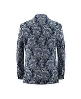 Elie Balleh Boys Navy Slim Fit Floral Brocade Blazer