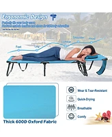 Gymax Folding Chaise Lounge Chair Bed Adjustable Patio Beach Camping Recliner