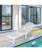 Gymax Set of 2 Patio Adjustable Chaise Lounge Chair Folding Recliner w/ Wheels