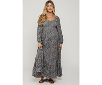 Pinkblush Maternity Navy Floral Long Sleeve Maxi Dress