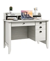 Vintage Computer Desk with Storage Shelves and 4 Drawers