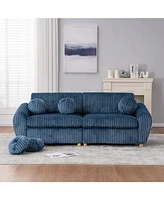 84" Blue Corduroy Sofa Couch