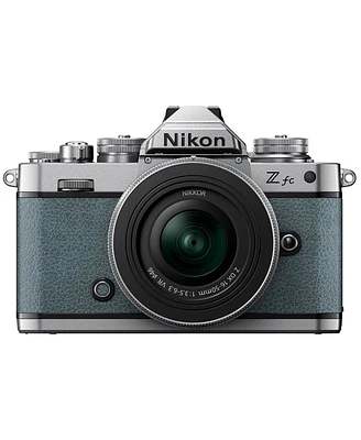 Nikon Z fc Dx-Format Mirrorless Camera, Chalk Blue, with 16-50mm f/3.5-6.3 Lens, Bundle with Zoom-Mini Ttl R2 Flash, 64GB Memory Card, Bag and 46mm Fi