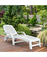 Gymax Patio Adjustable Chaise Lounge Chair Folding Sun Lounger Recliner w/ Wheels