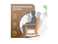 Teak Wood Rocking Chair with Backrest and Slatted Seat