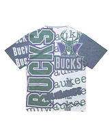 Mitchell & Ness Men's White Milwaukee Bucks Jumbotron 2.0 Sublimated T-Shirt