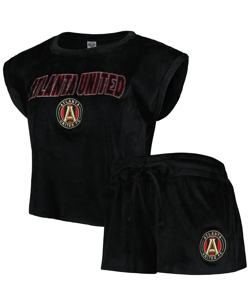Concepts Sport Women's 2-Piece Black Atlanta United Fc Intermission T-Shirt and Shorts Sleep Set