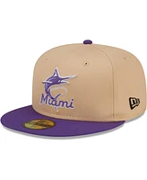 New Era Men's Peach/Purple Miami Marlins 2003 World Series Side Patch 59FIFTY Fitted Hat