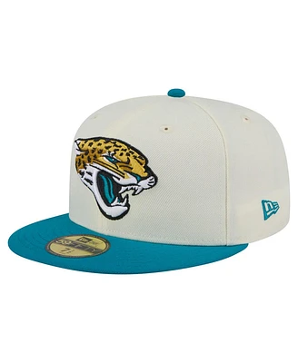 New Era Men's White/Teal Jacksonville Jaguars Main 59FIFTY Fitted Hat