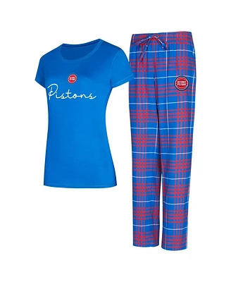Concepts Sport Women's 2-Piece Blue/Red Detroit Pistons Vector T-Shirt and Flannel Pants Sleep Set