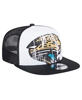 New Era Men's White/Black Jacksonville Jaguars Distressed 9FIFTY A-Frame Snapback Hat