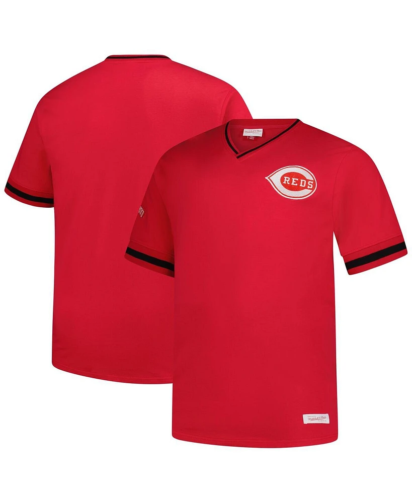 Mitchell & Ness Men's Red Cincinnati Reds Big Tall V-Neck T-Shirt