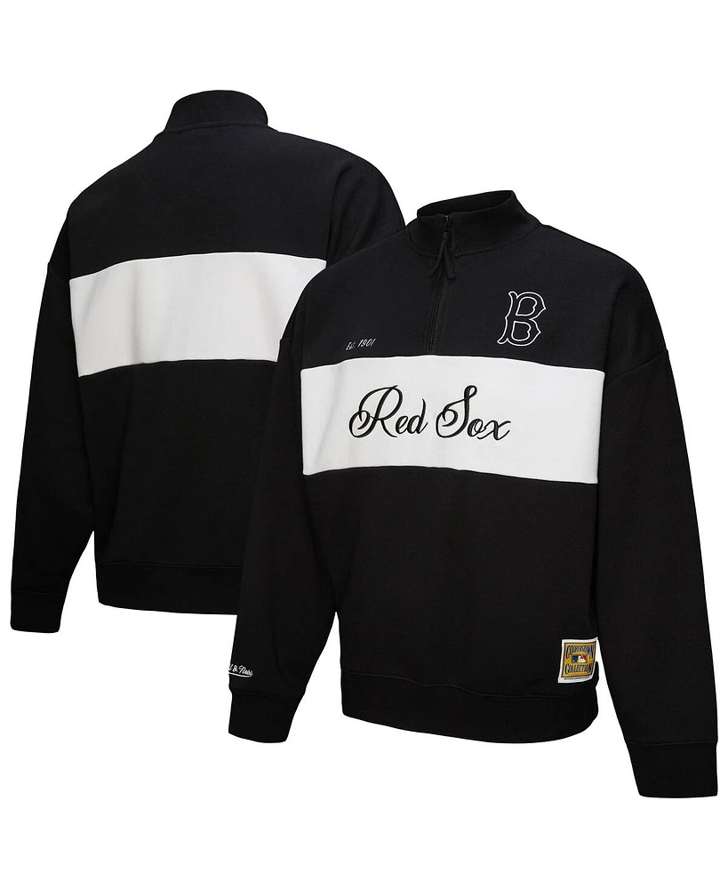 Mitchell & Ness Women's Black Boston Red Sox Quarter-Zip Pullover Top
