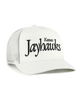'47 Brand Men's and Women's Cream Kansas Jayhawks Foundation Script Adjustable Trucker Hat