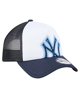 New Era Toddler White/Navy New York Yankees Painted A-Frame 9FORTY Trucker Adjustable Hat