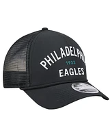 New Era Men's Black Philadelphia Eagles Active Minimalist M-Crown A-Frame 9FORTY Adjustable Hat