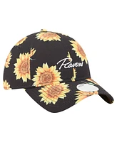 New Era Women's Black Baltimore Ravens Adventure Sunflower 9TWENTY Adjustable Hat