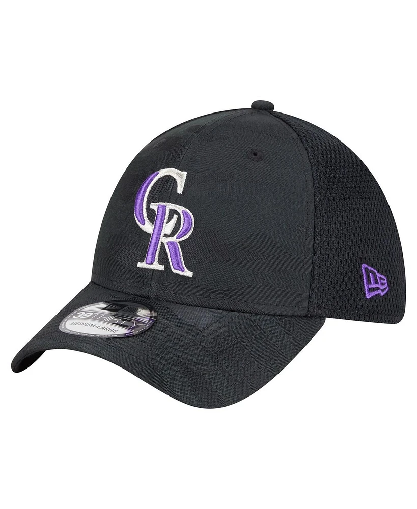 New Era Men's Black Colorado Rockies Subtle Camo 39THIRTY Flex Hat