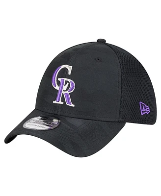 New Era Men's Black Colorado Rockies Subtle Camo 39THIRTY Flex Hat