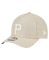 New Era Men's Beige Pittsburgh Pirates Cotton Weave M-Crown A-Frame 9FORTY Adjustable Hat