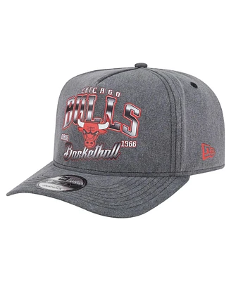 New Era Men's Charcoal Chicago Bulls Throwback Washed Pre-Curved 9FIFTY Snapback Hat