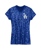 Outerstuff Big Boys and Girls Royal Los Angeles Dodgers V-Neck Sequin Dress