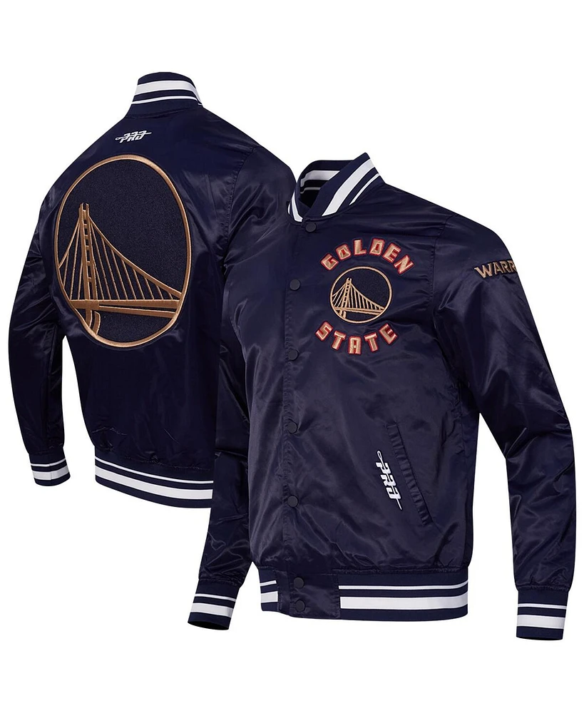 Pro Standard Men's Navy Golden State Warriors 2024/25 City Edition Chenille Satin Full-Snap Jacket