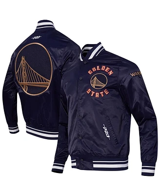 Pro Standard Men's Navy Golden State Warriors 2024/25 City Edition Chenille Satin Full-Snap Jacket