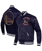 Pro Standard Men's Navy Golden State Warriors 2024/25 City Edition Chenille Satin Full-Snap Jacket