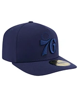 New Era Men's Navy Philadelphia 76ers Colorpack A-Frame Pinch Front 59FIFTY Fitted Hat