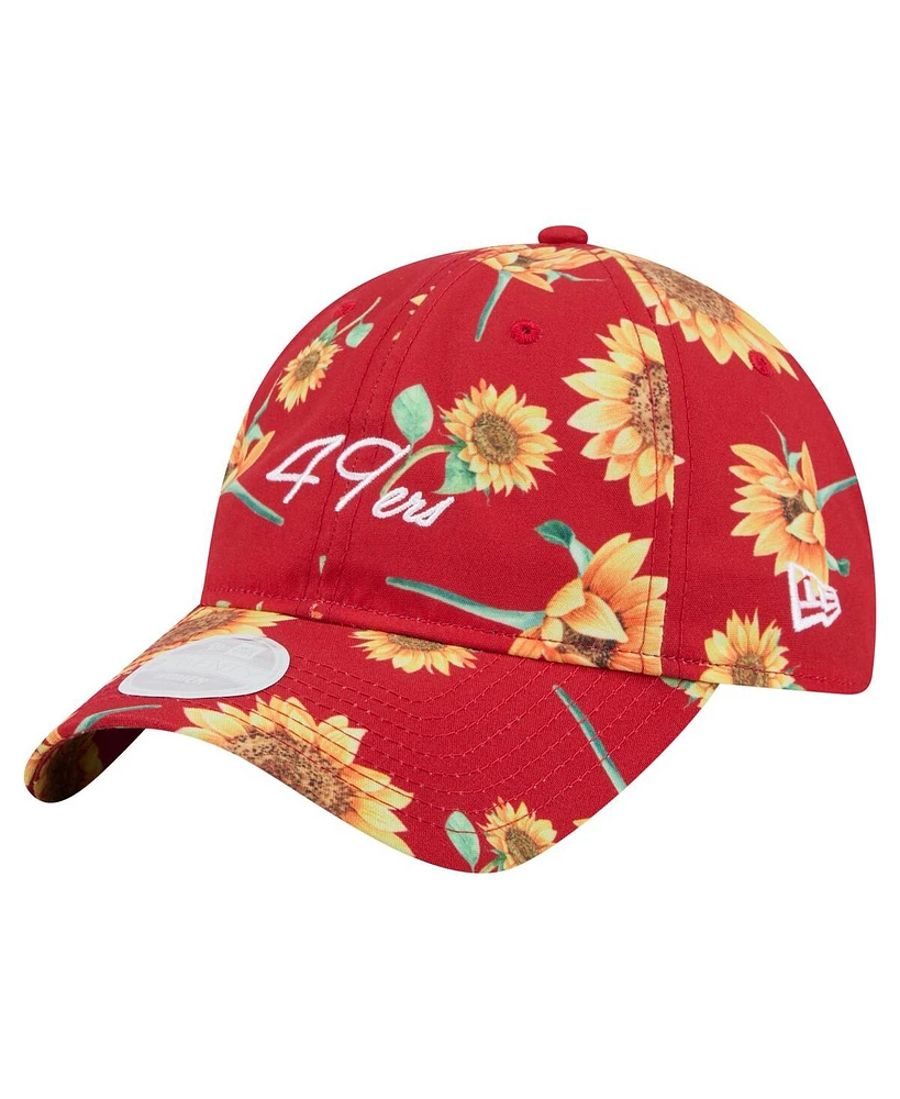 New Era Women's Scarlet San Francisco 49ers Adventure Sunflower 9TWENTY Adjustable Hat